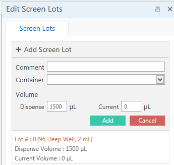 Edit Screen Lots box
